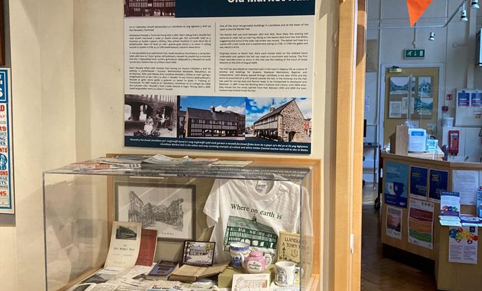 Display about Llanidloes and the old market hall